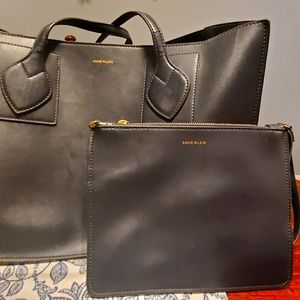 Anne Klein Leather Shoulder Bag (Navy)